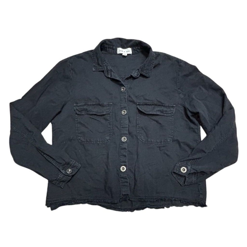 Madewell Women's Black Button-Up Shirt M Long Sleeve Casual Top